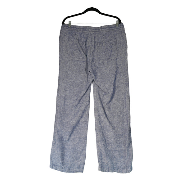 Old Navy Pants Womens L Blue Linen Blend Pull On Pockets Lightweight 34x 27 - Picture 6 of 11